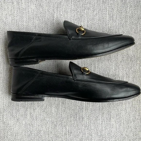 Gucci Brixton Black Leather Goldtone Horsebit Hardware Foldable Loafer Mule - Picture 7 of 15